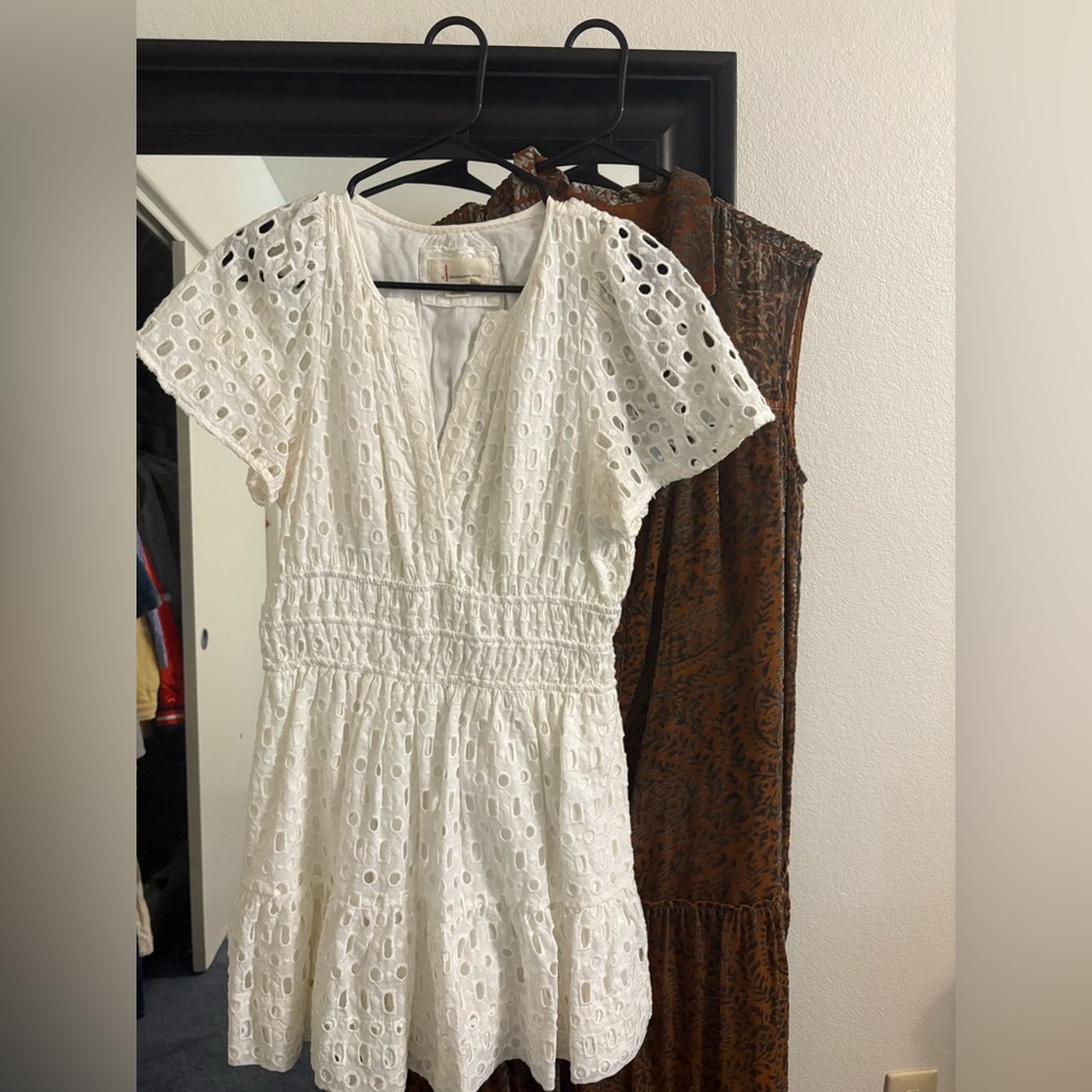 Anthropologie White Eyelet Mini Dress